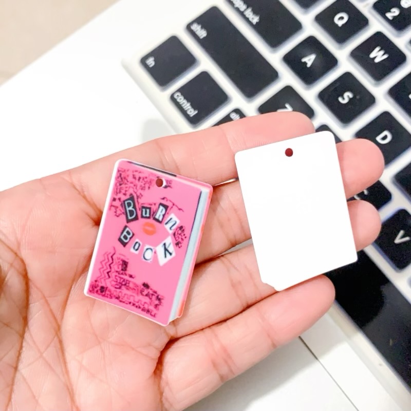 Jewelry Making Guide Book - Pink Burn Book Acrylic Pendant Charms