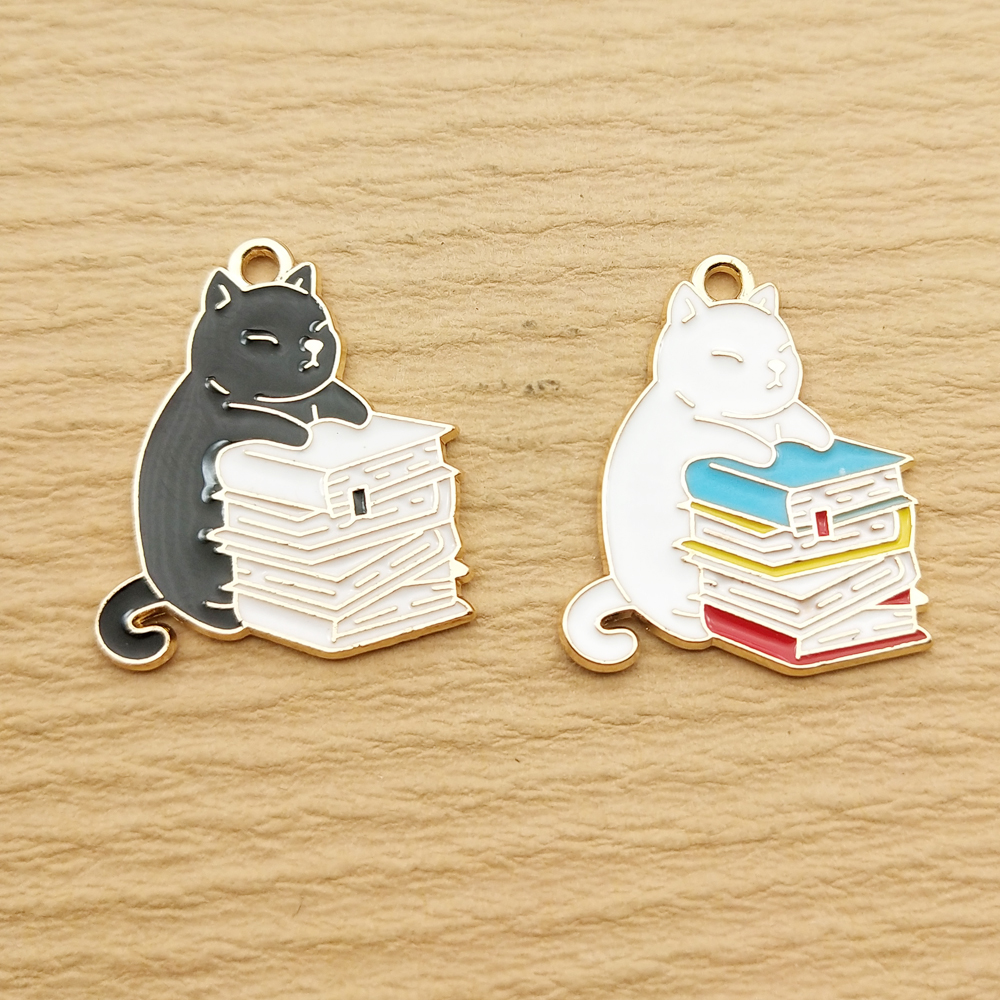 Jewelry Making Books - 10pcs Book Cat Charm Jewelry Accessories