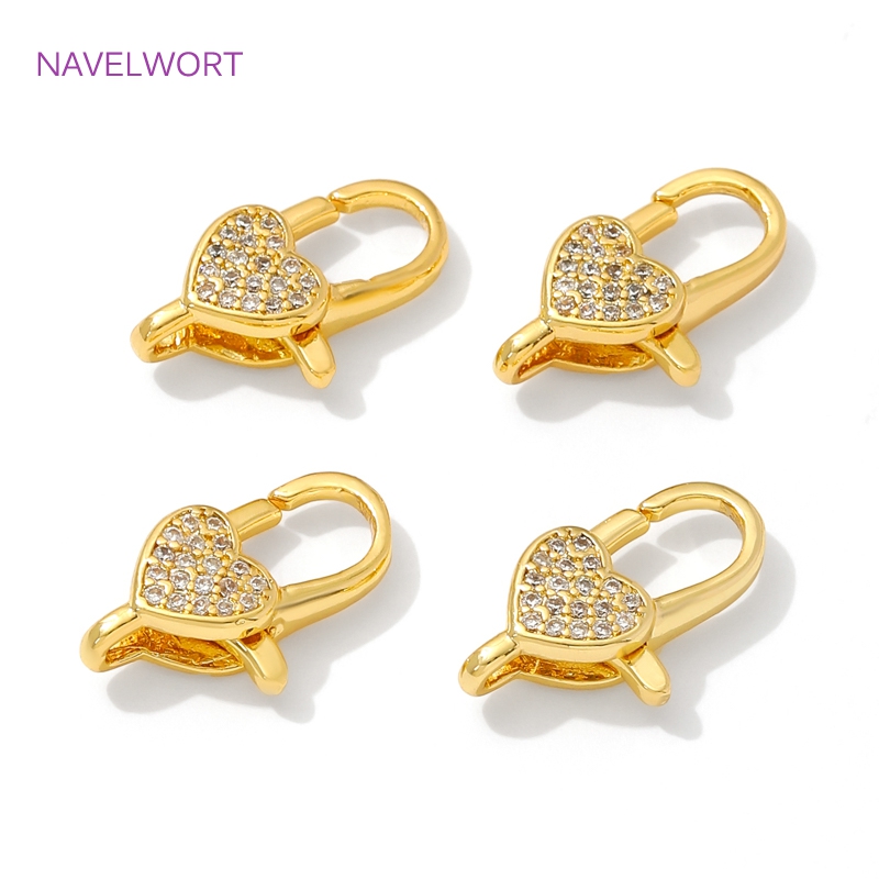 Jewelry Making Supplies - 18K Gold Plated Inlaid Zircon Heart