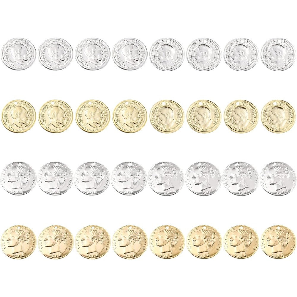 32Pcs 2 Styles Coin Charms 24K - Jewelry Making Victoria recension och pris