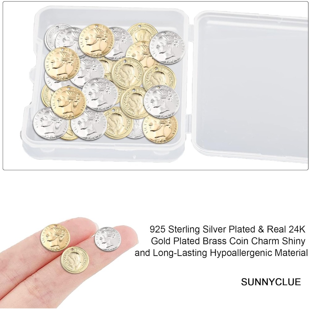 32Pcs 2 Styles Coin Charms 24K - Jewelry Making Victoria recension och pris